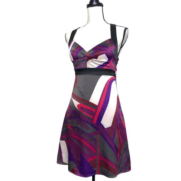 Guess Jeans Bold Pattern Satin Racerback Ribbon Tie Up Back 90's Vintage 3 - Picture 1 of 14